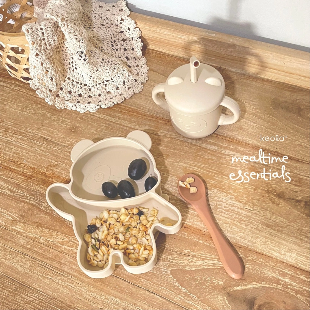 CB - Keola Premium Silicone Suction Panda Plate New| Piring Tempat Makan Anak Bayi Silicone Food Grade