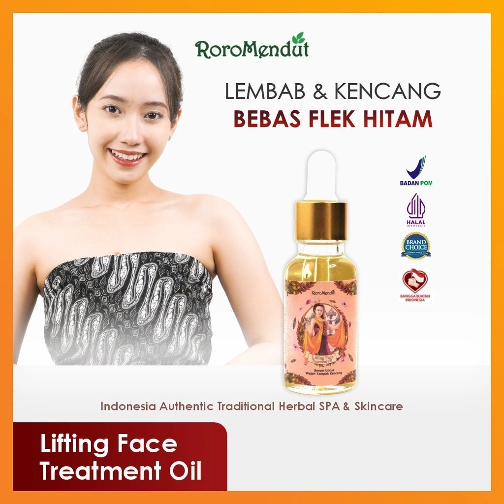 𝐑𝐎𝐑𝐎 𝐌𝐄𝐍𝐃𝐔𝐓 Lifting Face Treatment Oil l Herbal Serum Face Oil untuk kulit Super Kering Flek Hitam Penuaan