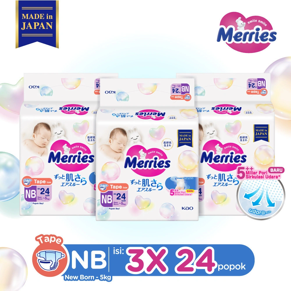 Merries Premium Popok Bayi Perekat NB 24 Triple Pack