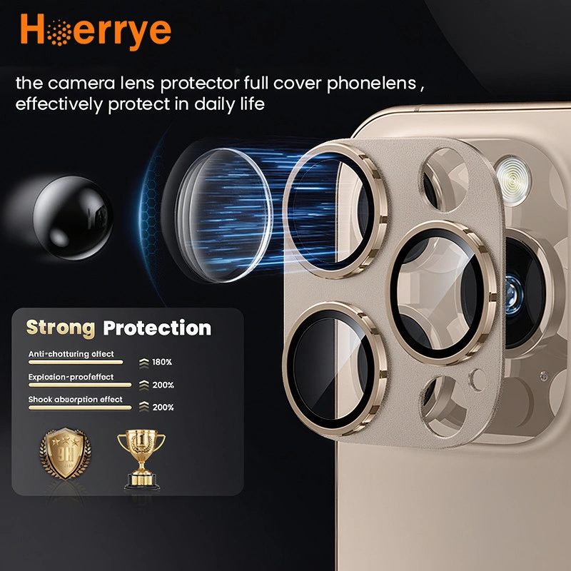 Hoerrye Lens Protector iPhone 16 Pro Max/Pro/Plus Anti Gores Kamera Lens Protectors Camera Tempered Glass Full Cover Easy Install