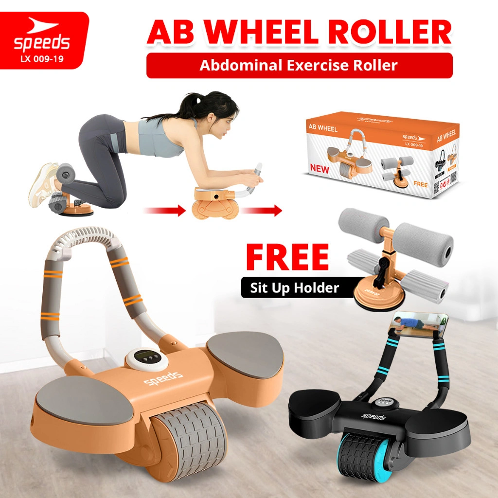 SPEEDS AB Roller Wheels Plank Trainer Abdominal Core Roller Alat Push Up Sit Up Stand Bar 2in1 Automatic Rebound Gym Aman 009-19
