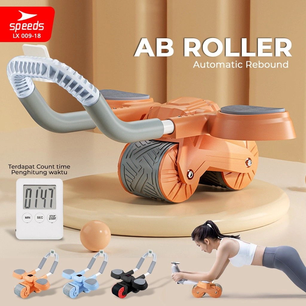 SPEEDS AB Roller Wheel With Plank Trainer 2in1 Abdominal Core Roller Push Up Sit Up Stand Automatic Rebound 2 Roda Gym Fitness Classic 009-18