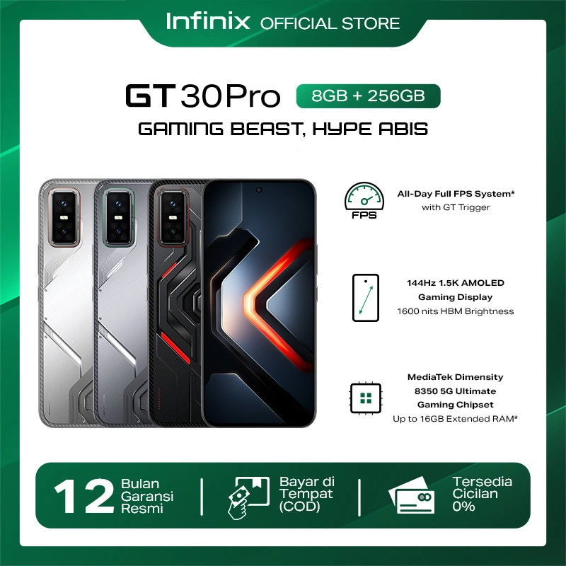Infinix GT 30 Pro 8/256GB - Up to 16GB Extended RAM - Dimensity 8350 Ultimate - 6.78" Amoled+ 144Hz - 108MP - NFC