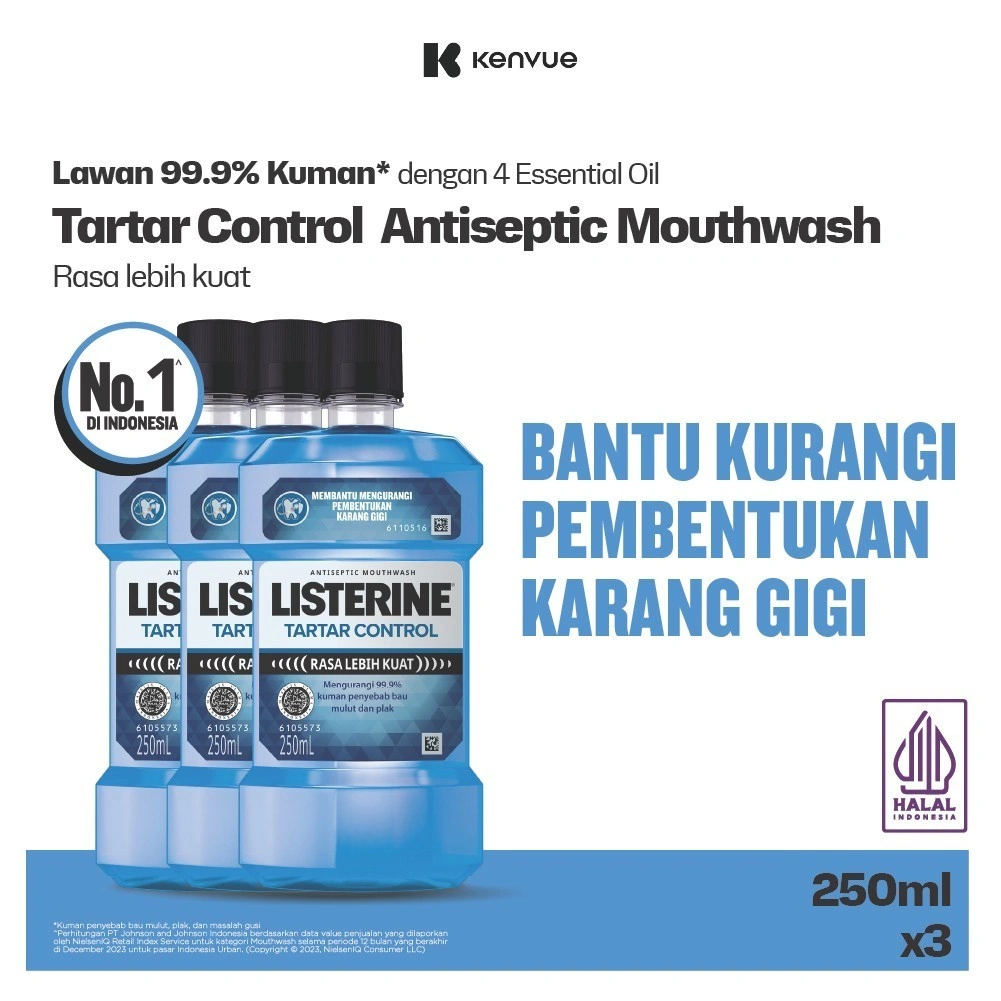 LISTERINE Tartar Control Antiseptic Mouthwash / Obat Kumur Antiseptik -  250ml - Isi 3
