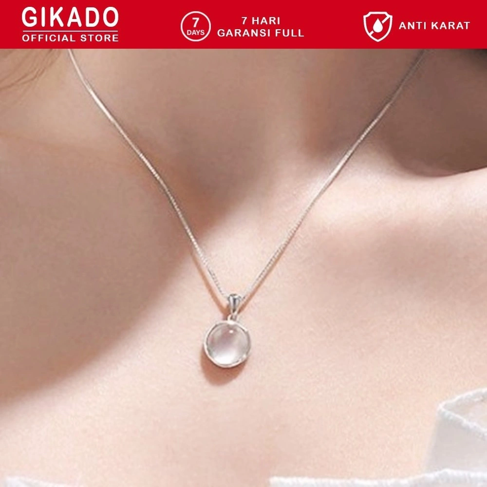 Gikado Kalung S925 Perak Liontin Transparan Necklace Jewelerry