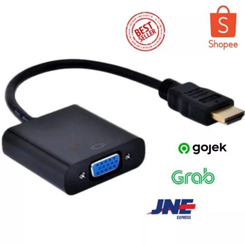 Kabel konverter dari HDMI ke VGA PREMIUM 100% KUALITAS ORI ELASTISITAS TINGGI