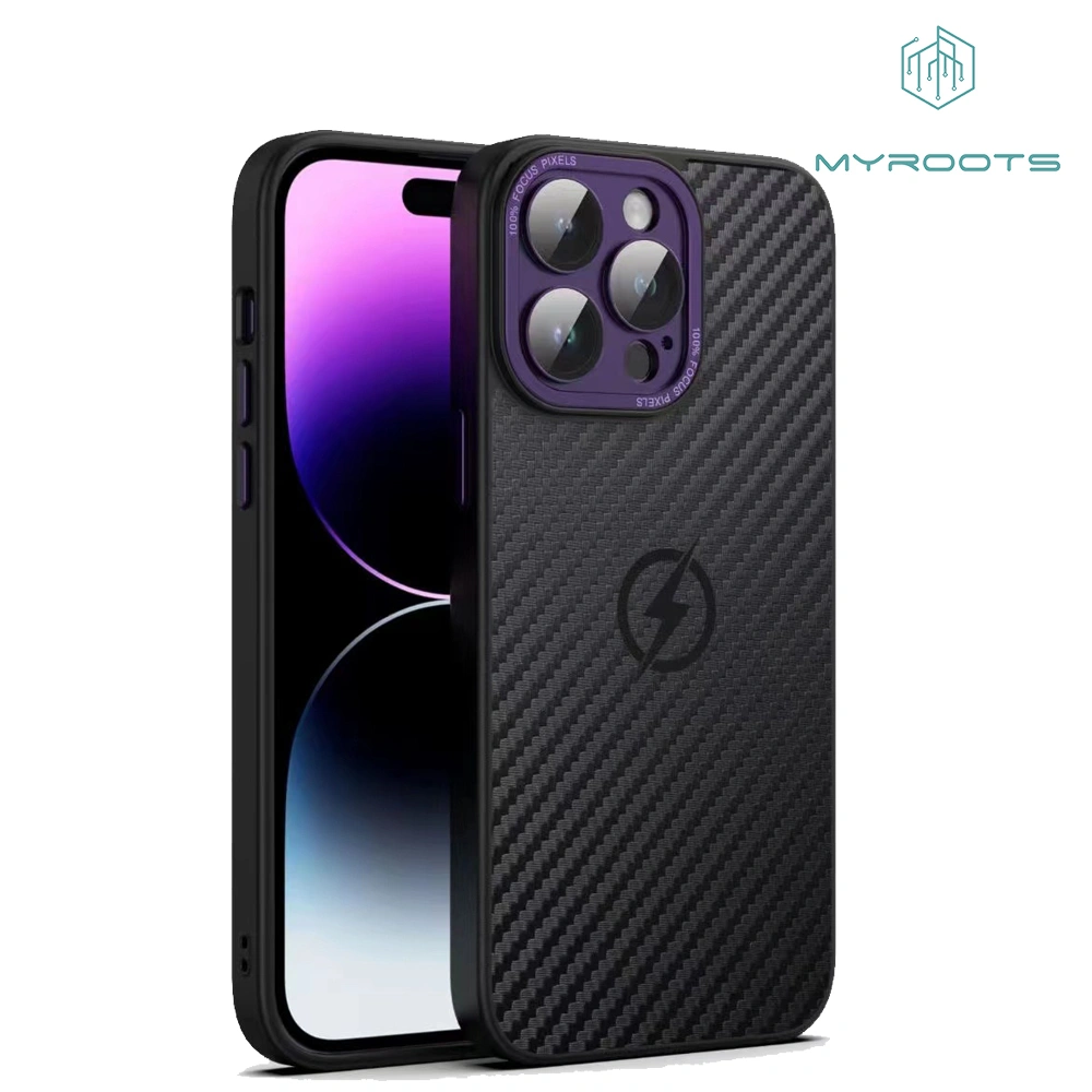 Myroots Carbon Fiber Case For Iphone 16 15 14 13 12 11 Pro Max Series Phone Casing Magsafe Alloy Carbon Fiber Magnetic
