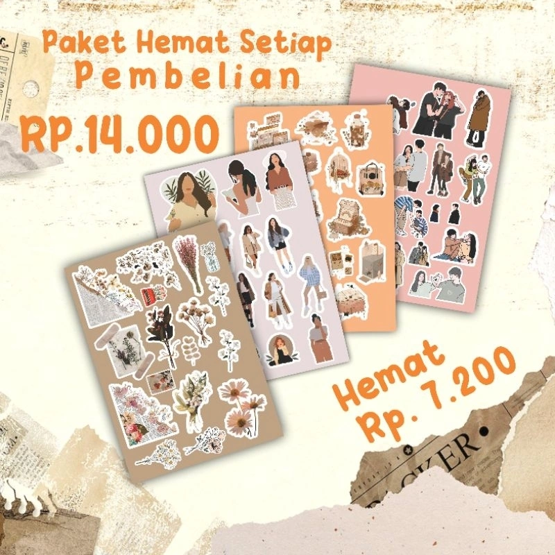 Sticker Pack Tumblr Aesthetic - Sticker VINYL WaterproofStiker Aesthetic Motif Lucu Anti Air Dekorasi Buku Dinding Stiker Tempelan Dekorasi Anti Air | Handbook Scrapbook