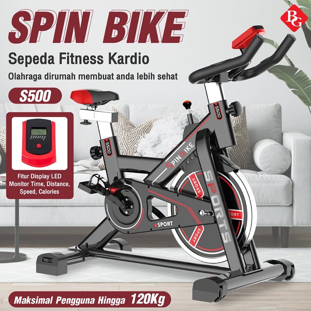HTD Sport Sepeda Statis Tes Detak Jantung Spinning Bike Cardio Alat Olahraga Exercises