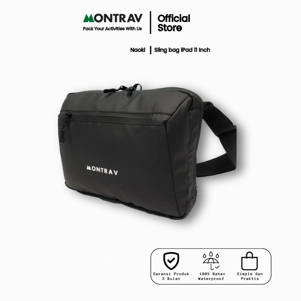 MONTRAV Tas Selempang Pria Waterproof Muat Tab / iPad 11 Inch Naoki