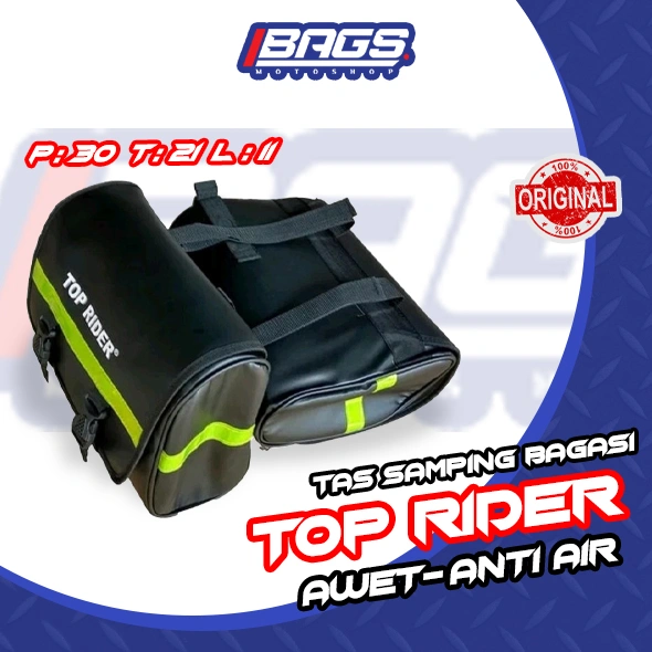 COD Top Rider - Sidebag Tas Bagasi Samping Motor ori - list hijau