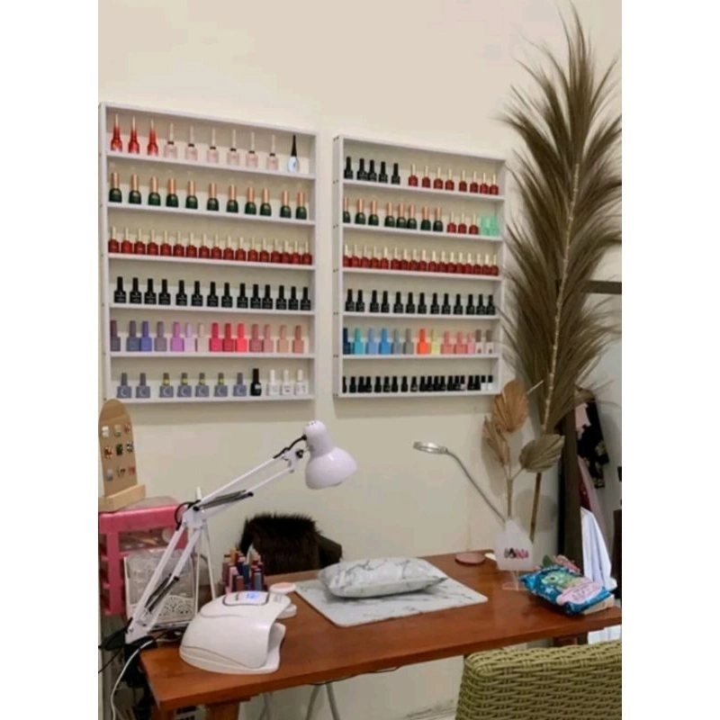 Rak Kutek Dinding Minimalis Rak Nail Art Rak Nail Polish  Rak Kosmetik Tempat Mainan Lego Gantung 6 Susun Tegak - 80x60