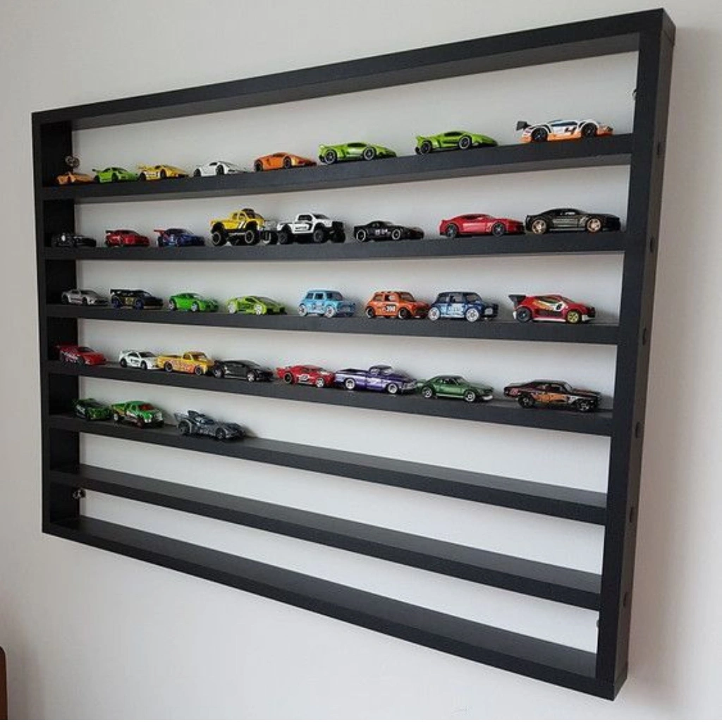 Rak Hotwheels Kayu diecast mainan Korek di tempel di dinding gantung 60cm x 60cm x 5cm Hot Wheels