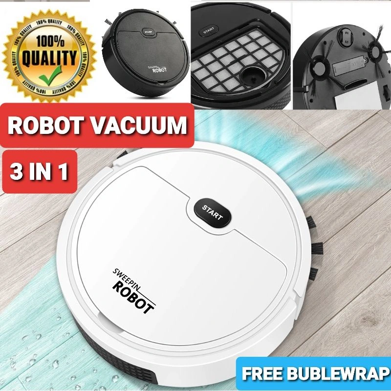 SMART SWEEPING ROBOT MINI 3 IN 1 SAPU PENYEDOT DEBU PEL PEMBERSIH DEBU LANTAI ROBOT VACUUM CLEANER