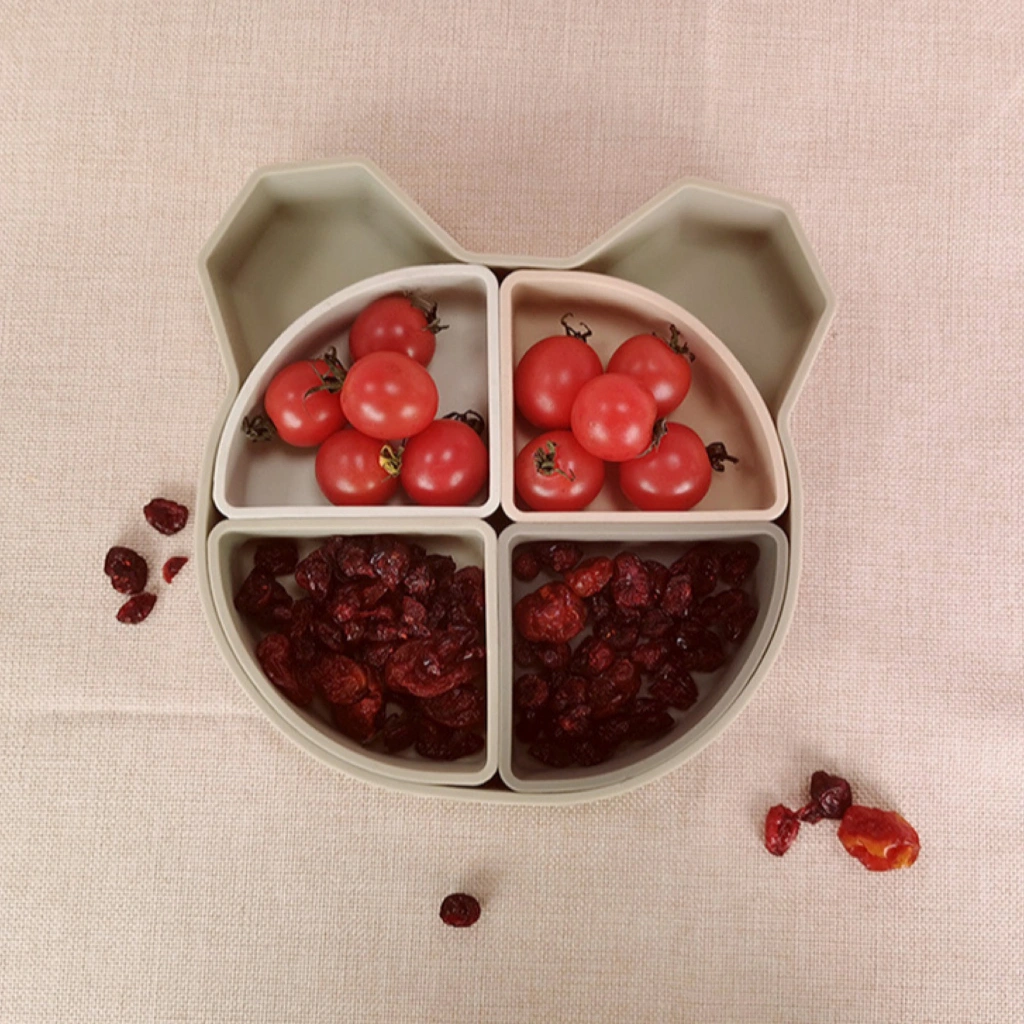 Keola Piring 5in1 Divided Bear Shape  Silicone Plate - Piring silikon Mpasi untuk anak