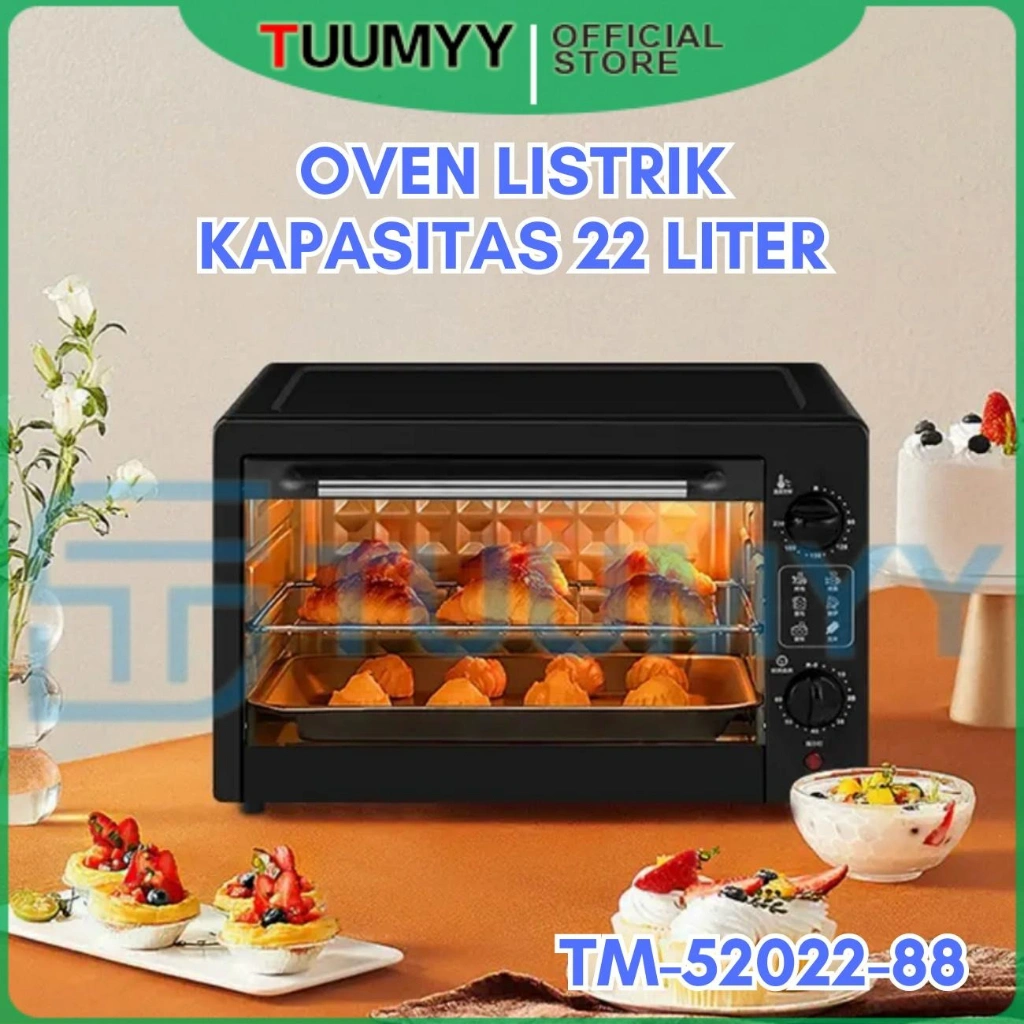 OVEN LISTRIK 22 LITER KAPASITAS JUMBO ELEKTRIC OVEN MULTIFUNGSI OVEN TERBARU 2 TINGKAT OLL-52022