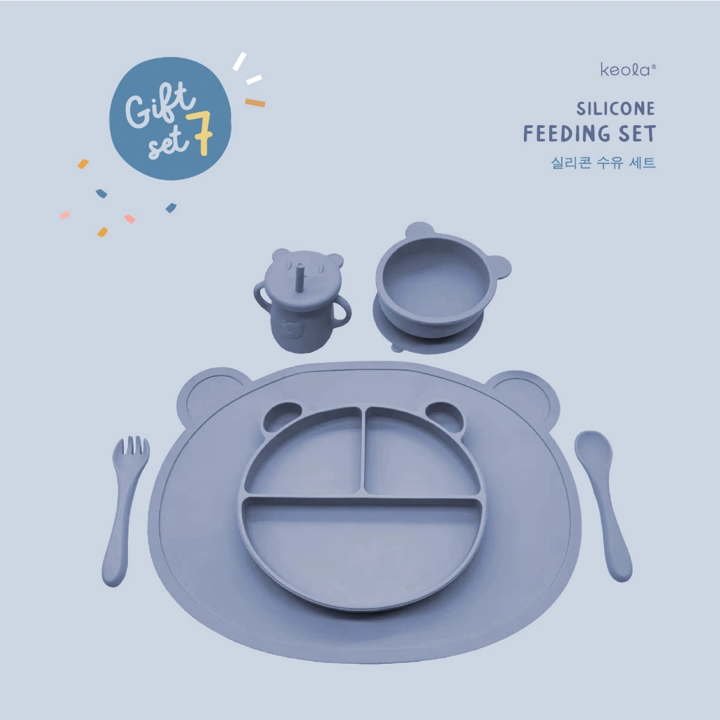 Keola 07PCS Set Premium Silicone Gift Set MPASI  / Peralatan Makan Anak Silicone