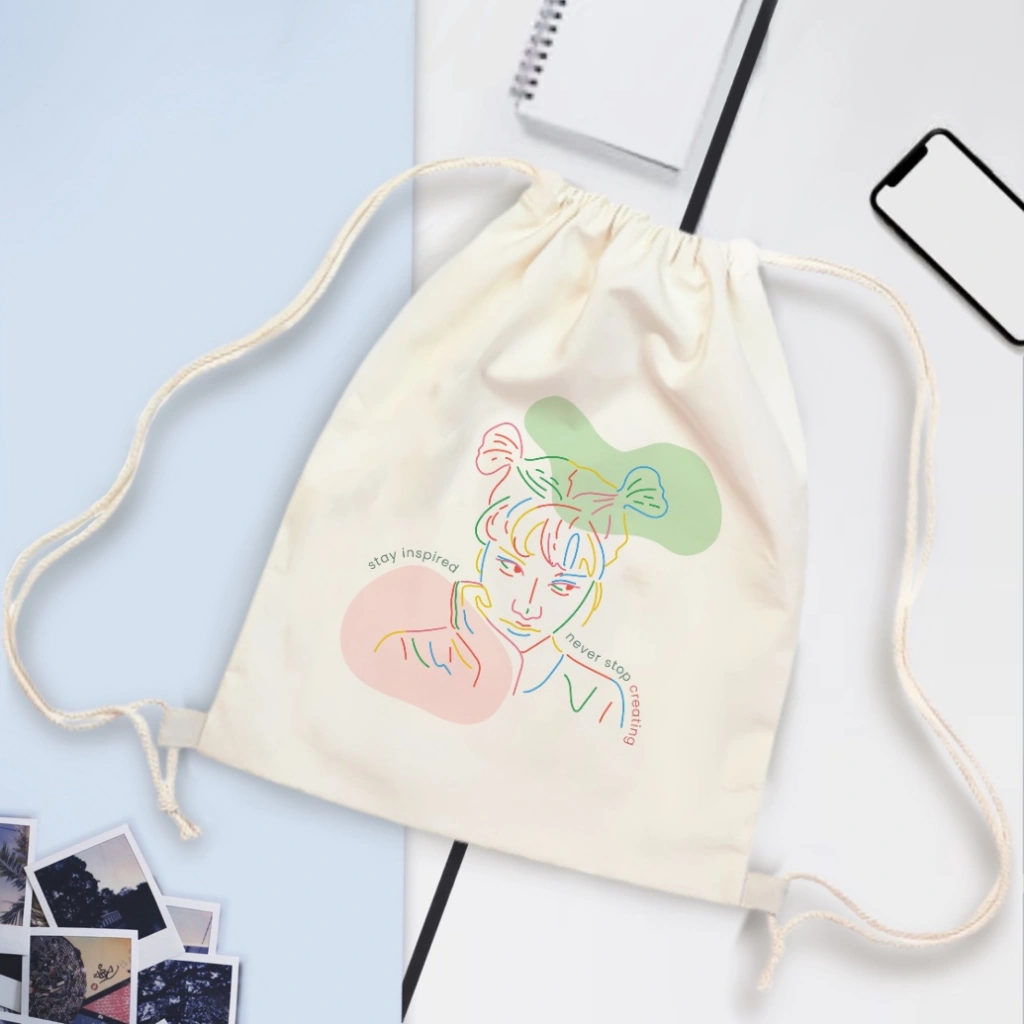 Tas Serut Kanvas MotIf Aesthetic Girl / String Bag