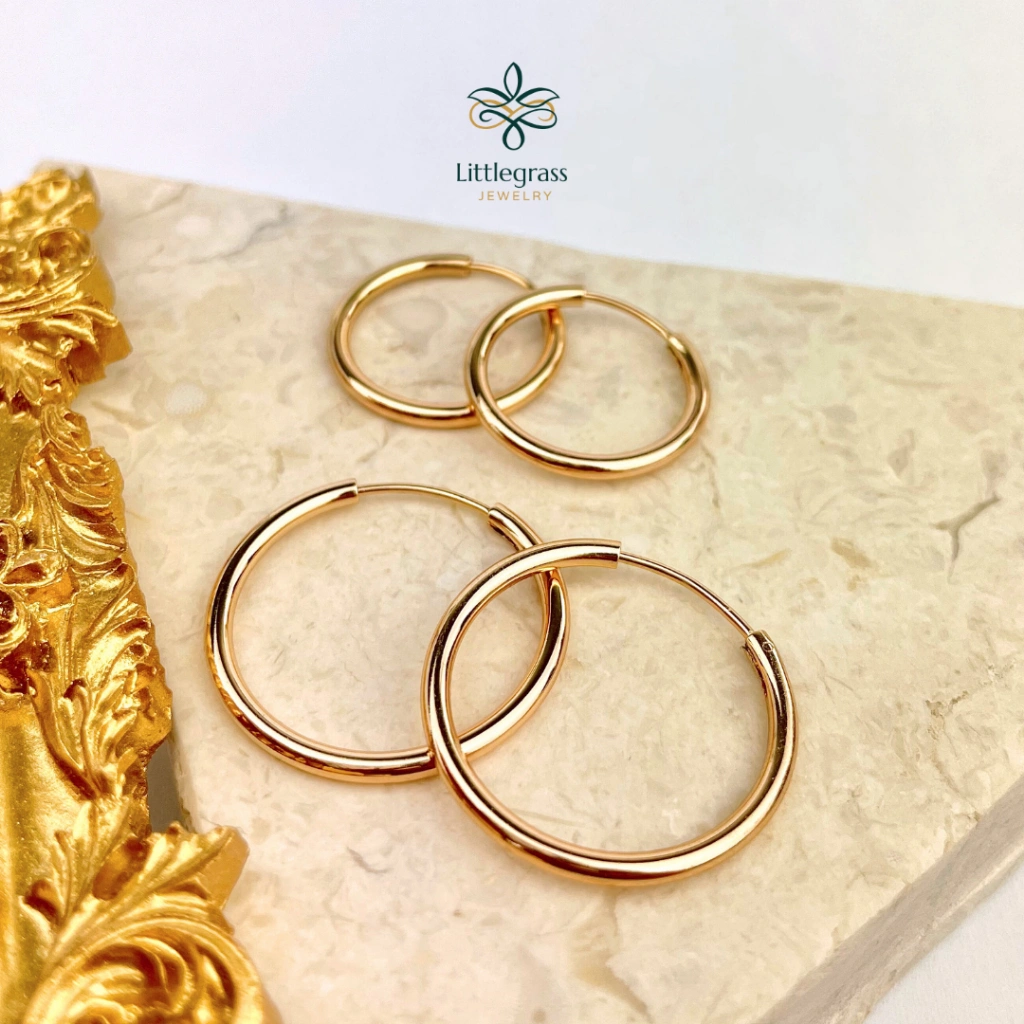 Anting Gold Plated Gipsy Wanita Polos - Earrings Hoop Perhiasan Lapis Emas Anti Karat