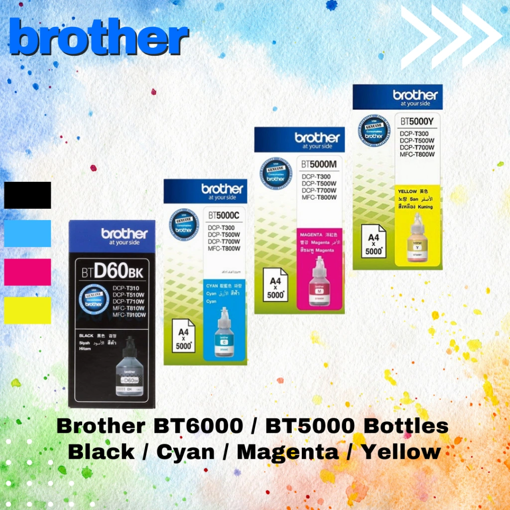 1 SET Tinta Brother BTD60BK BT6000 Black BT5000 Cyan Yellow Magenta Ori