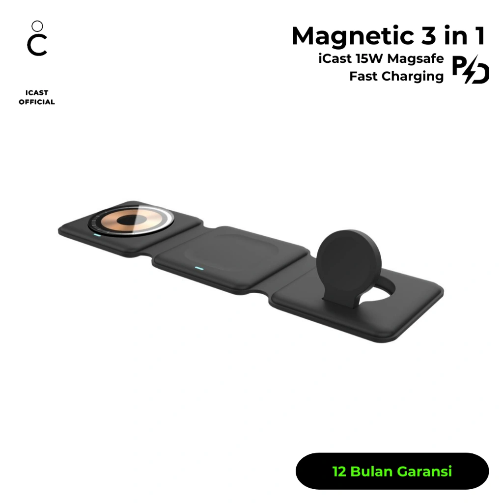 iCast Wireless Magsafe 3 in 1 Wireless Charging Base 3 in 1 PD Fast Charging