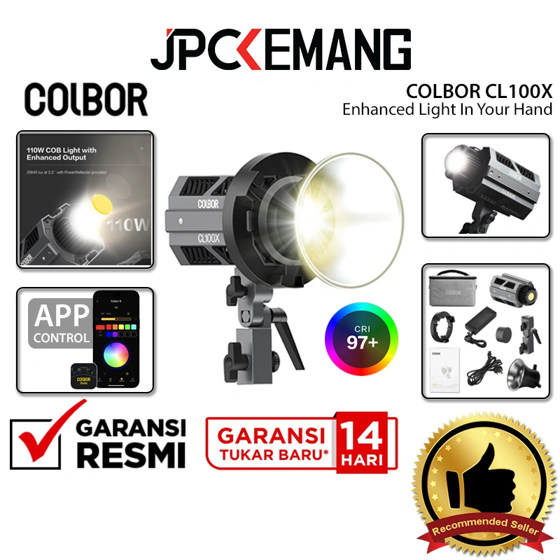 Colbor CL100X Bi-Color LED Video Light Studio Lighting 100W CL 100X 100Watt CL100 X 100 Watt Garansi Resmi