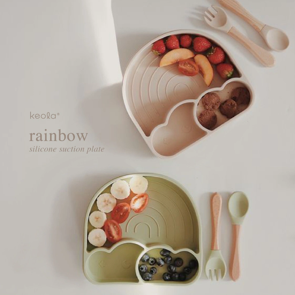 Keola Rainbow Plate Suction | Piring Tempat Makan Anak Silicone Food Grade Premium Silicone
