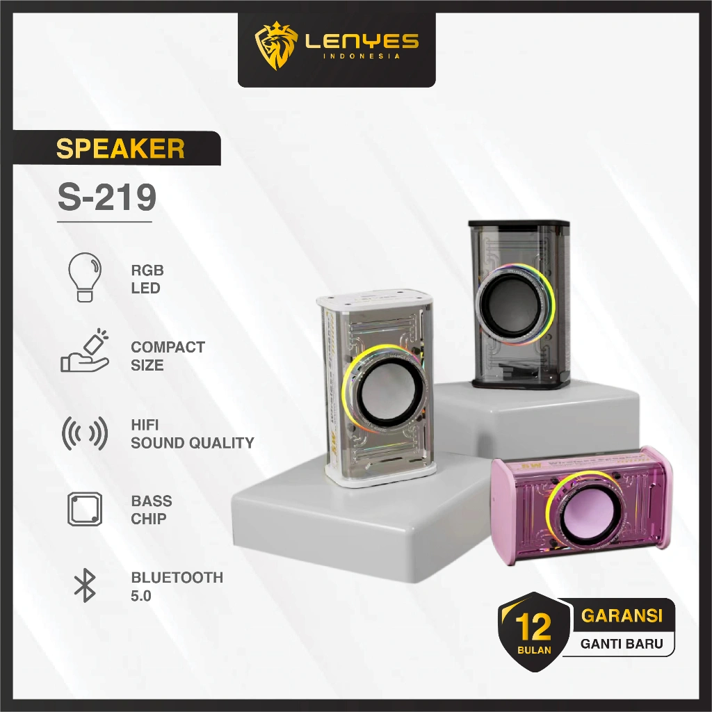 LENYES S219 Mini Led Colorfull Lights Wireless Speaker Bluetooth 5.1 Hifi Sound Quality TWS