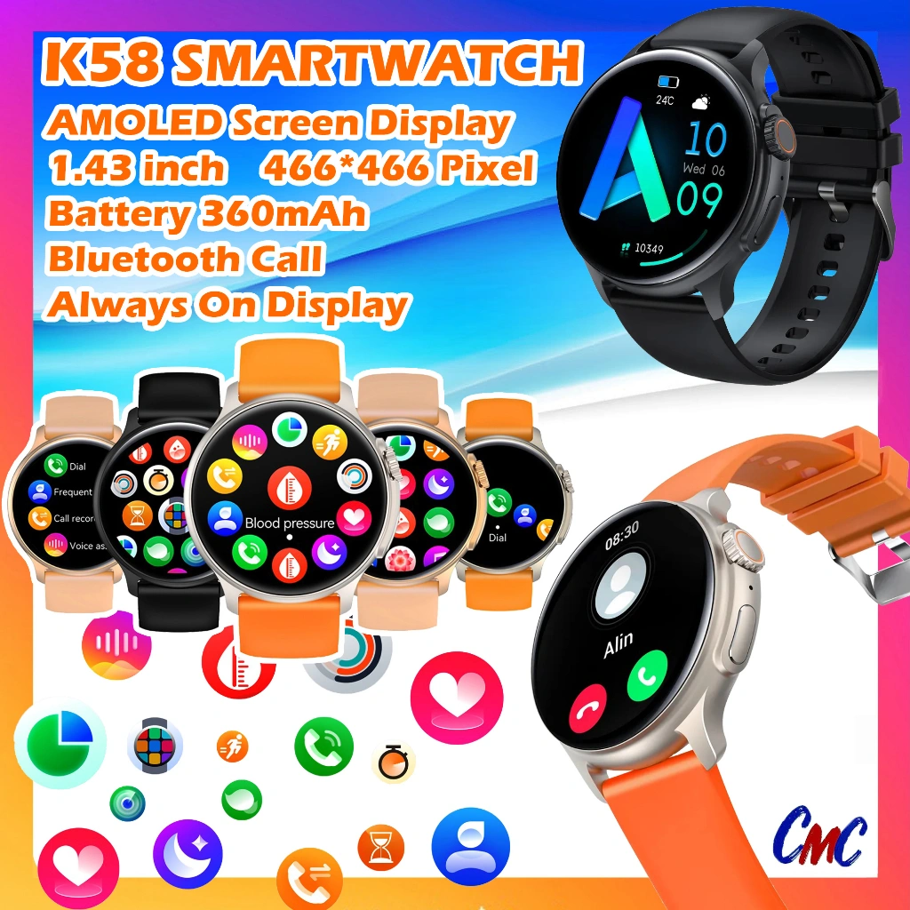 K58 Smartwatch Ultra AMOLED Always On Display 1.43inch Jam Pria Wanita
