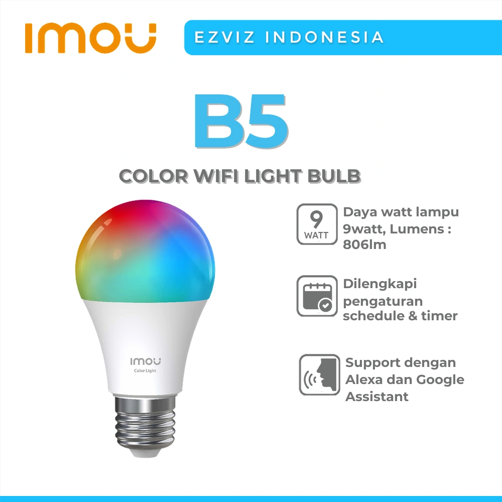IMOU B5 CL1B-5 9W WIFI SMART COLOR LIGHT BULB BOHLAM LAMPU GARANSI 1TH