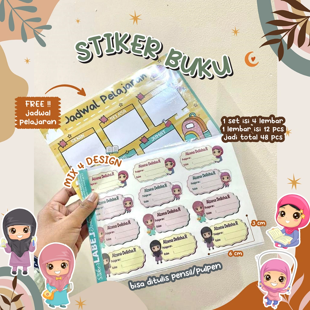 STIKER LABEL BUKU (PART 2 = SB 50-SB 100) CUSTOM ISI 48 /STIKER BUKU / STIKERNAMA ANAK /STIKER BUKU TULIS /STIKER BUKU PELAJARAN cinnamoroll