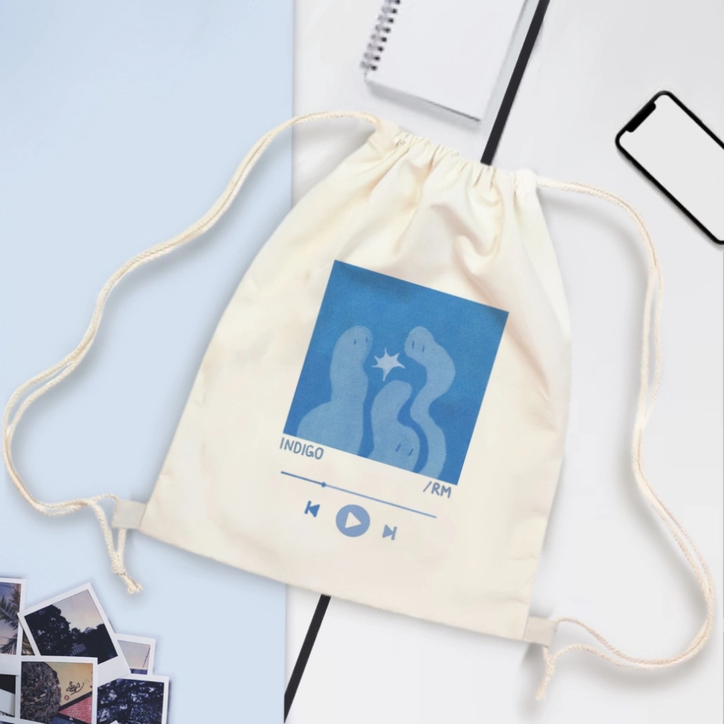 Tas Serut Kanvas Motif BLUE / String Bag