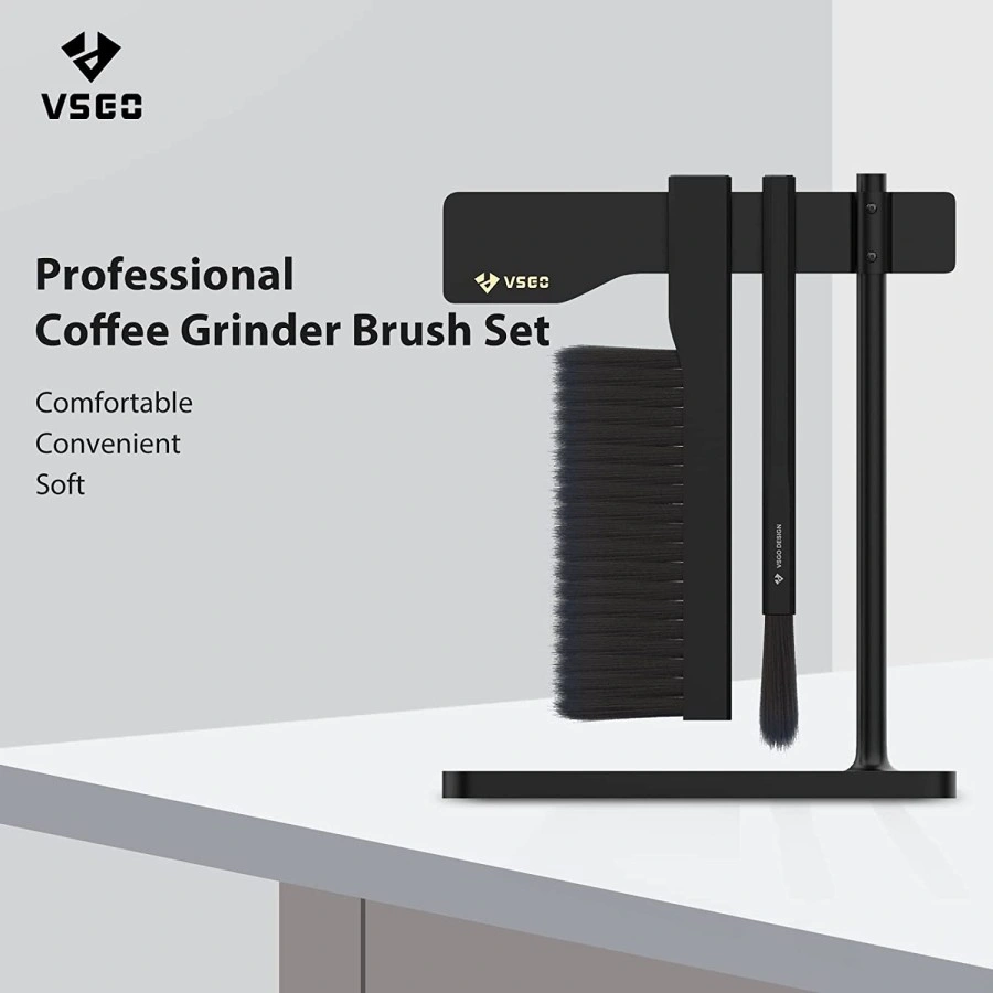 VSGO Magnetic Handle Coffee Grinder Brush with Storage Rack