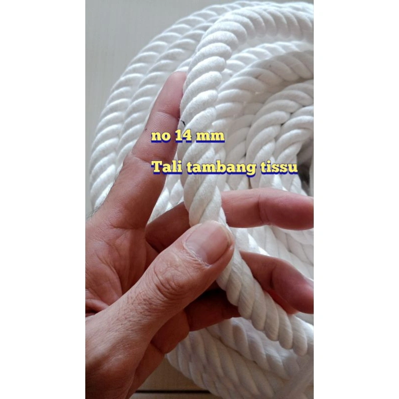 Tali tambang kain.. warna putih tissu.. no 14 mm... 28 meter