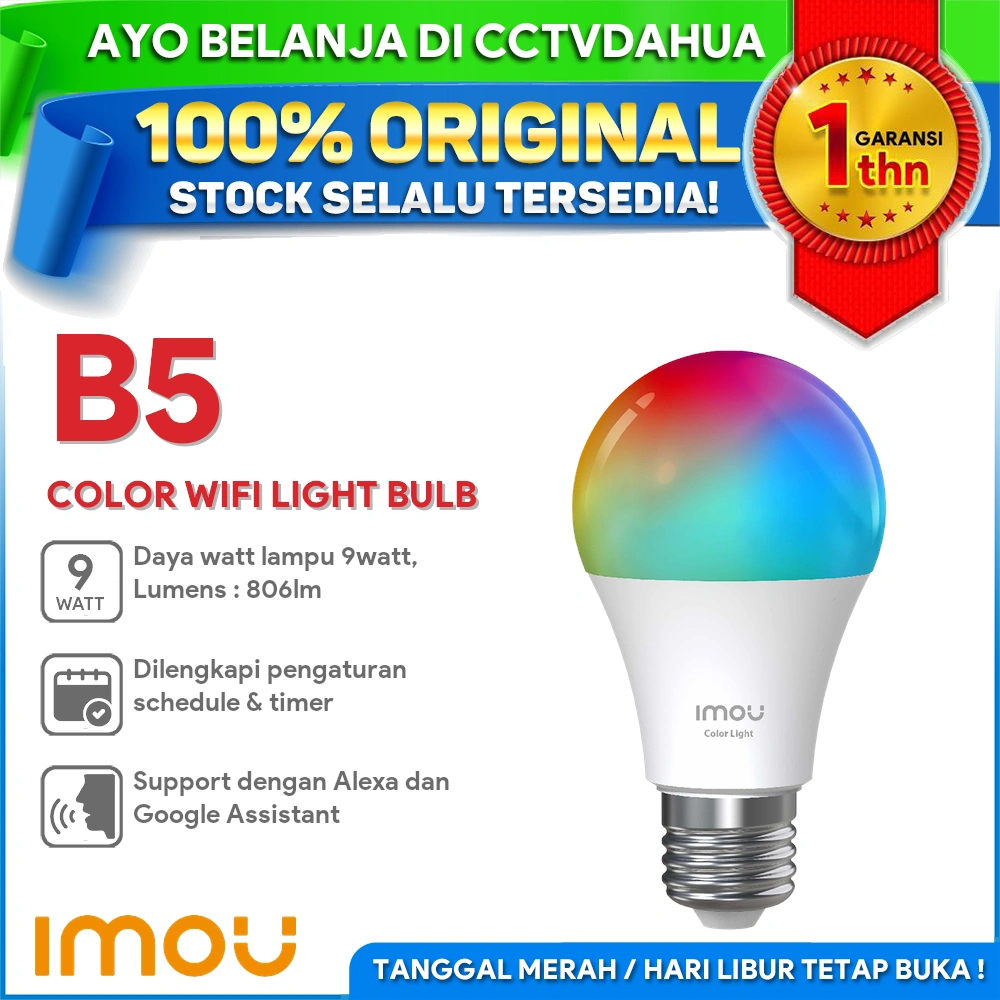IMOU B5 CL1B-5 9W WIFI SMART COLOR LIGHT BULB BOHLAM LAMPU GARANSI 1TH