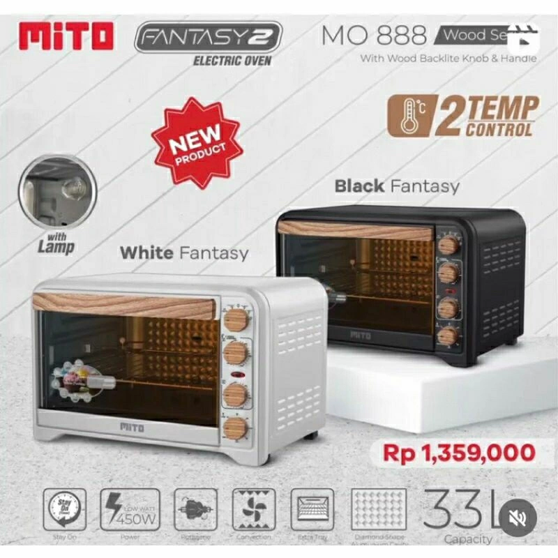Oven Listrik Low Watt MITO MO-888 33 Liter Besar Garansi Resmi