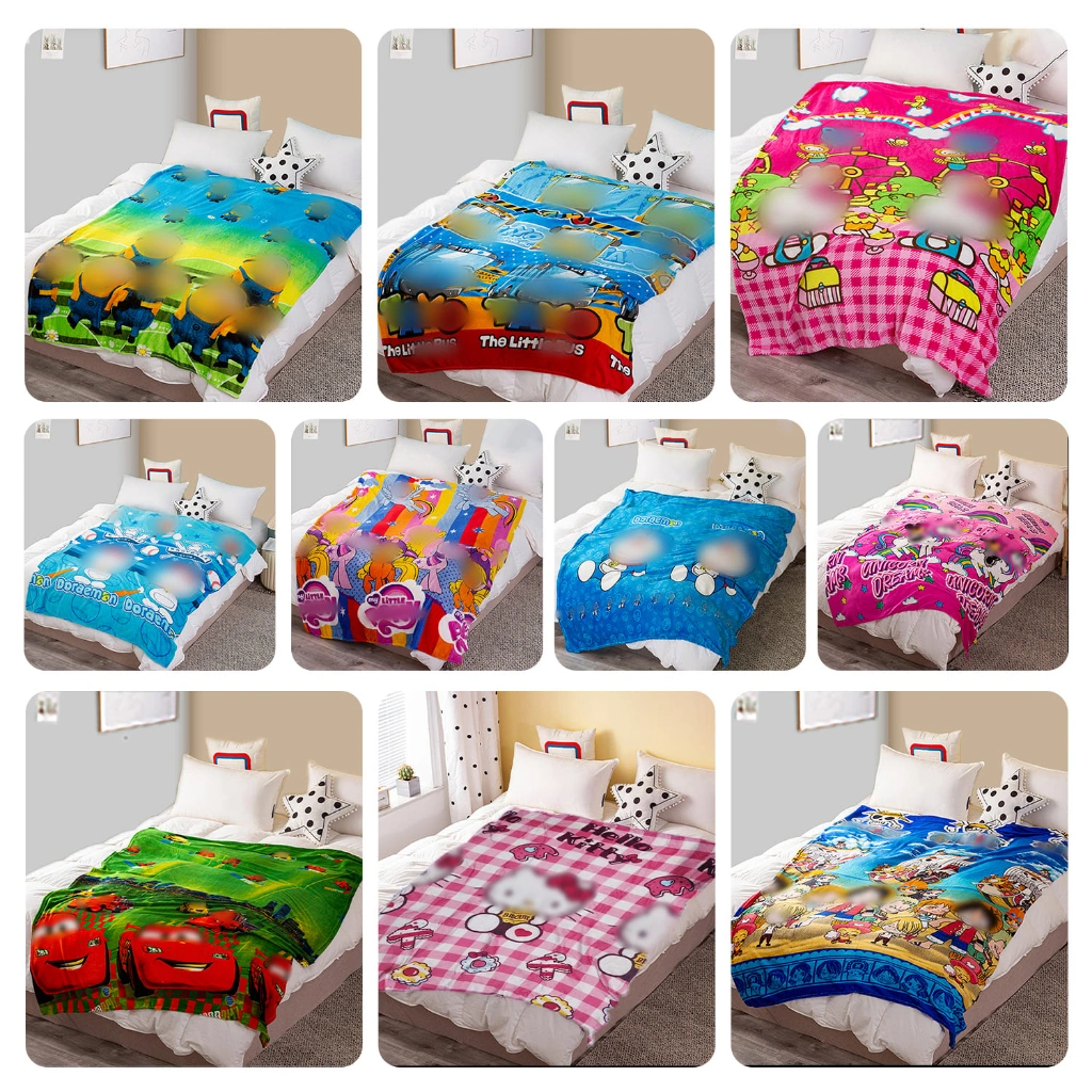 Selimut Bulu Anak Dewasa Bulu Halus Lembut Motif Karakter 125x175 Cm Import HK300 Friendly Mattindo