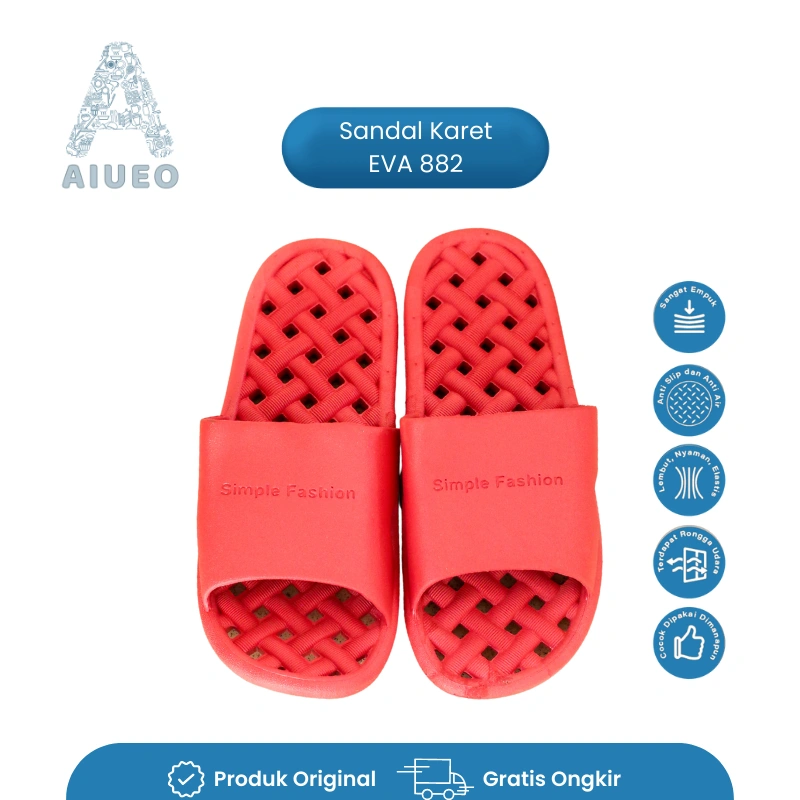 Sendal Wanita Murah Karet Motif | Sandal Kamar Rumah Sendal Karet Kamar Mandi Empuk Anti Slip EVA 882 - Sandal Karet Empuk
