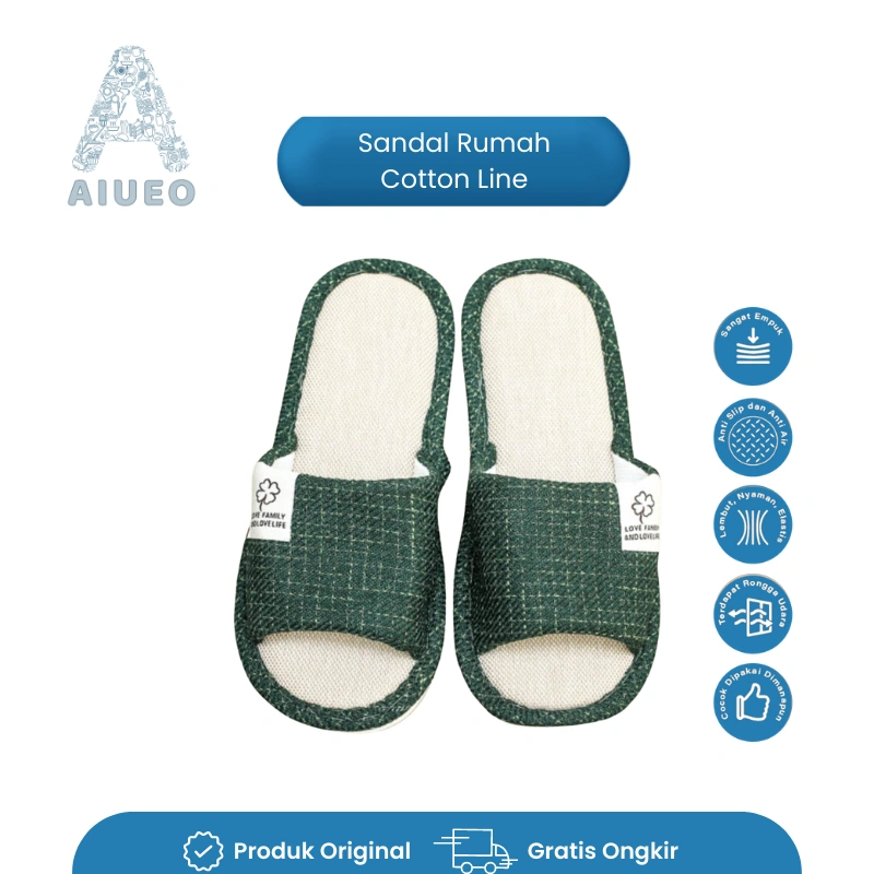 Sendal Rumah Cotton Linen Empuk Nyaman Hotel Kamar 314 | Sendal Bulu Selop Flip Flop Selop