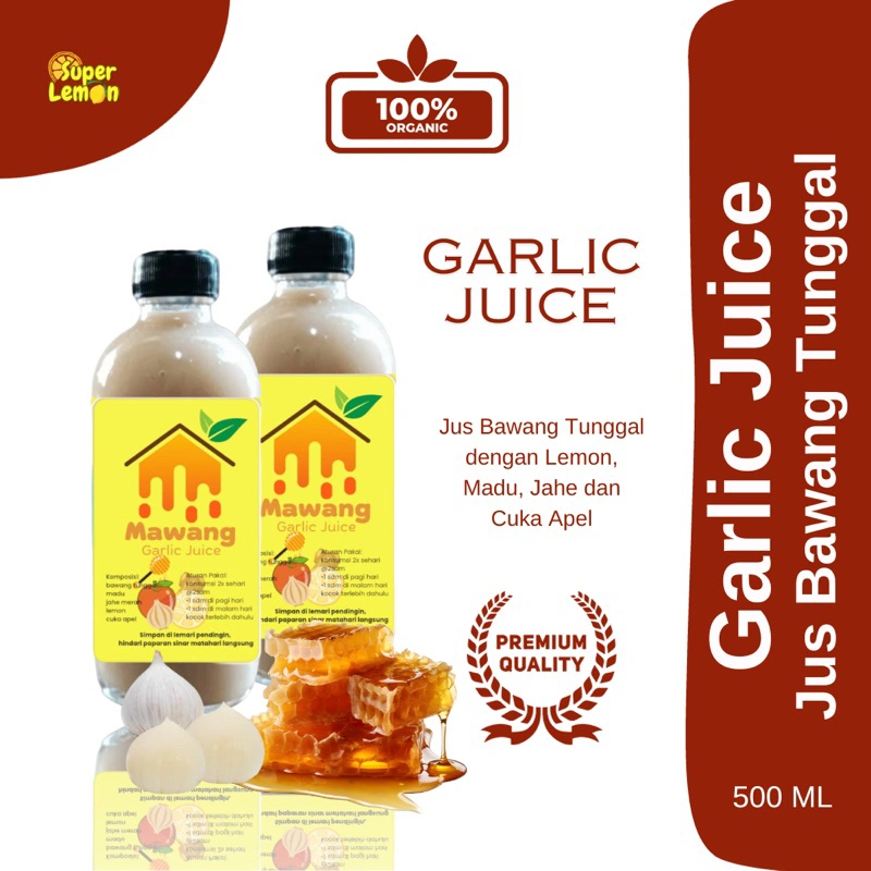 Jus Bawang Putih Tunggal Kental 500ml Jus Diet Lemon Madu Jahe Merah Cuka Apel