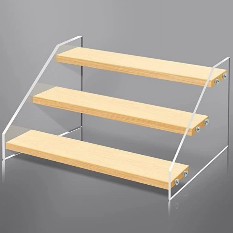 Rak akrilik kosmetik 3 Susun/Rak display mainan serbaguna panjang 30 dan 40 cm