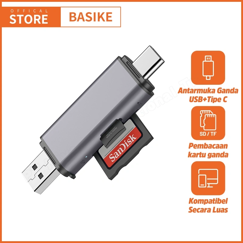 BASIKE Card Reader 2-in-2 High Speed for Flashdisk OTG Type C Memory Card Micro SD TF Card USB Hubs