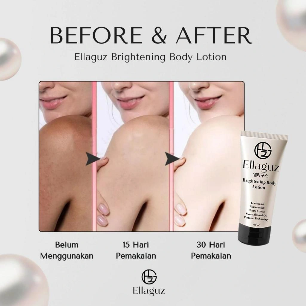 ELLAGUZ INSTANT WHITENING BODY LOTION 200ML ORIGINAL BPOM - Ellaguz Body Lotion Pemutih Instant