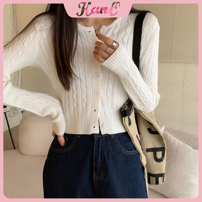 KANO Cardigan Rajut Premium Cardigan Crop Top Wanita Cardigan Button Knit Soft Gaya Korea