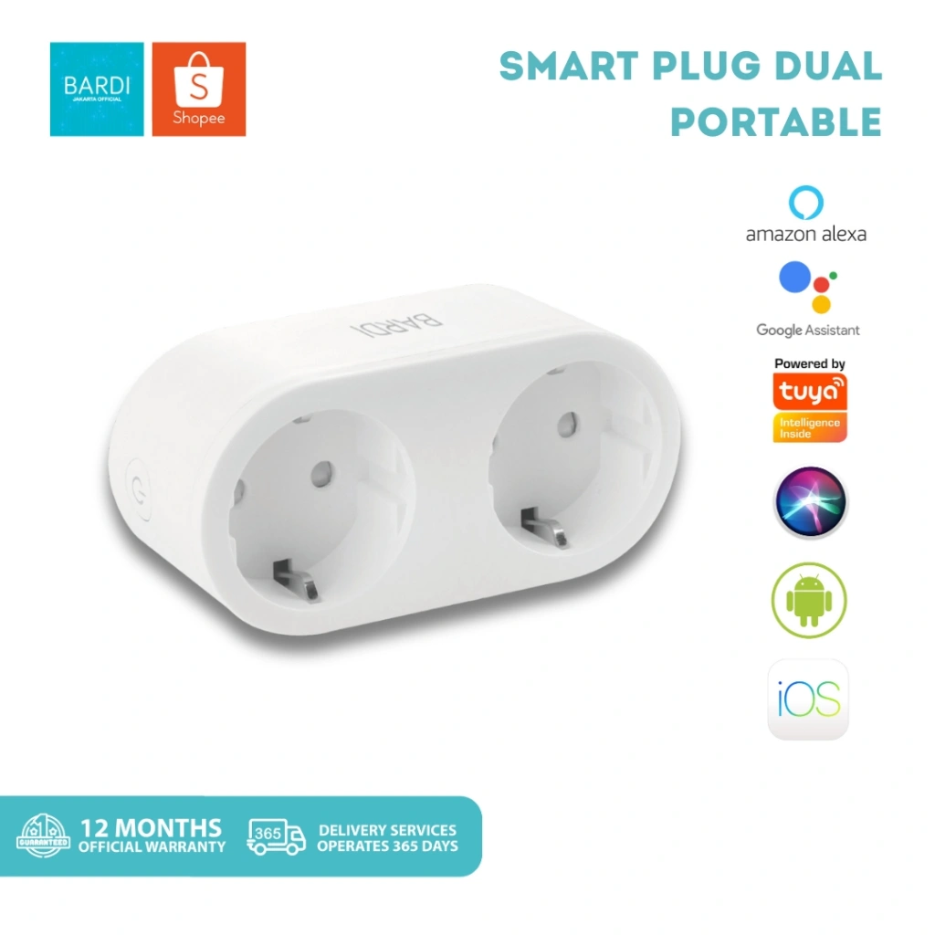 BARDI Dual Smart Plug Portable Colokan Saklar Stop Kontak WiFi Smartplug On Off Tuya