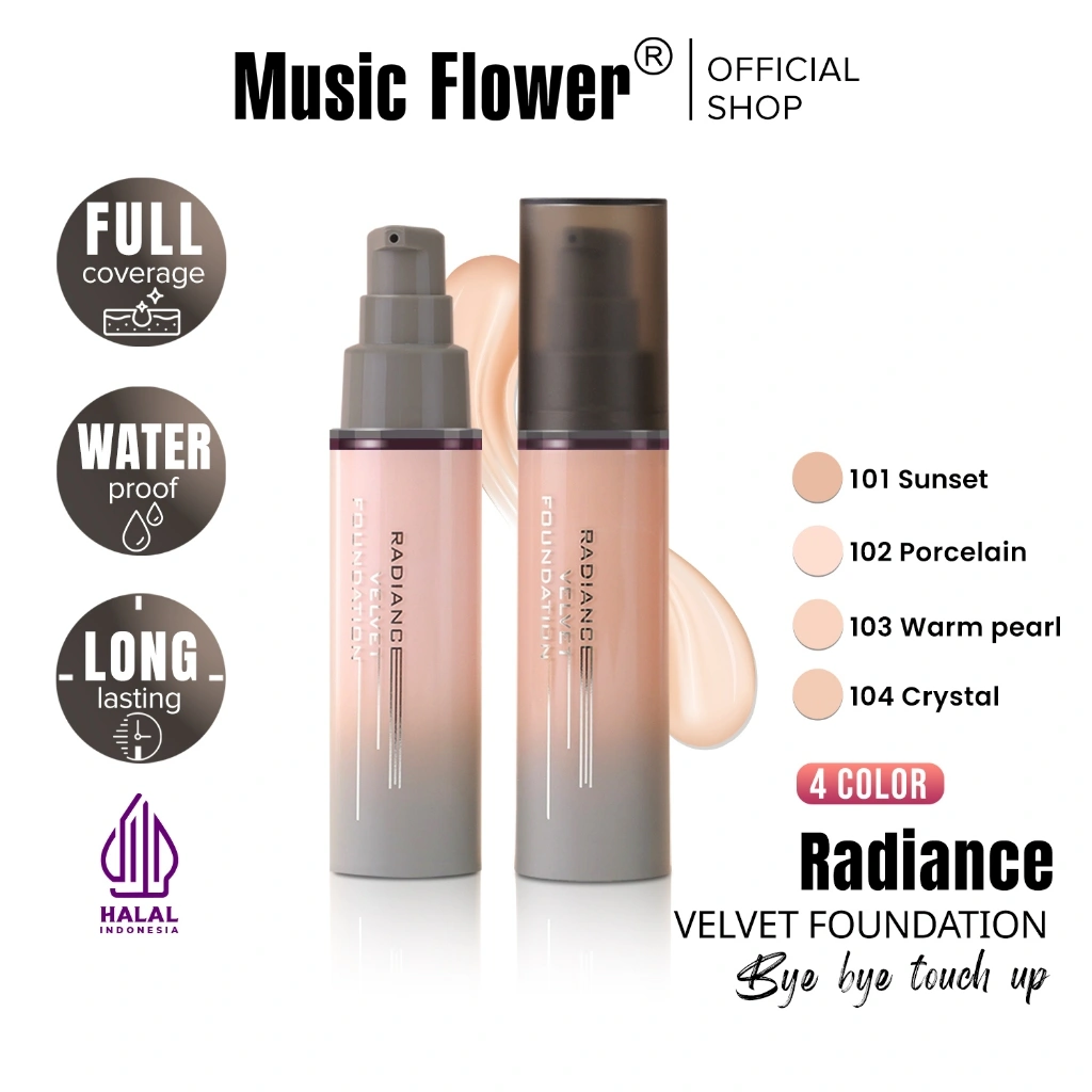 MUSIC FLOWER Radience Velvet Liquid Foundation Oil Control High Perfect 24H Full Coverage Matte Finish Waterproof Make Up