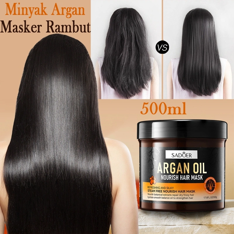 Minyak Argan Masker Rambut Nutrisi 500g Perawatan Rambut Lembut Krim Perawatan Pelembut Rambut