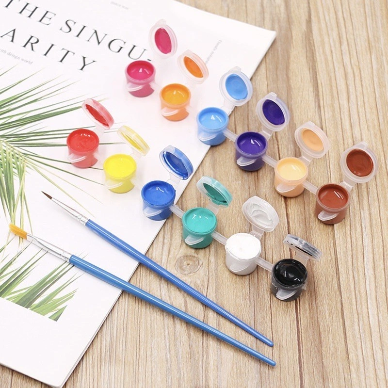 3ML Cat Akrilik Set 6 Warna 12 Warna Cat Akrilik Kanvas Lukisan Kanvas Cat Air Acrylic Watercolor Mewarnai