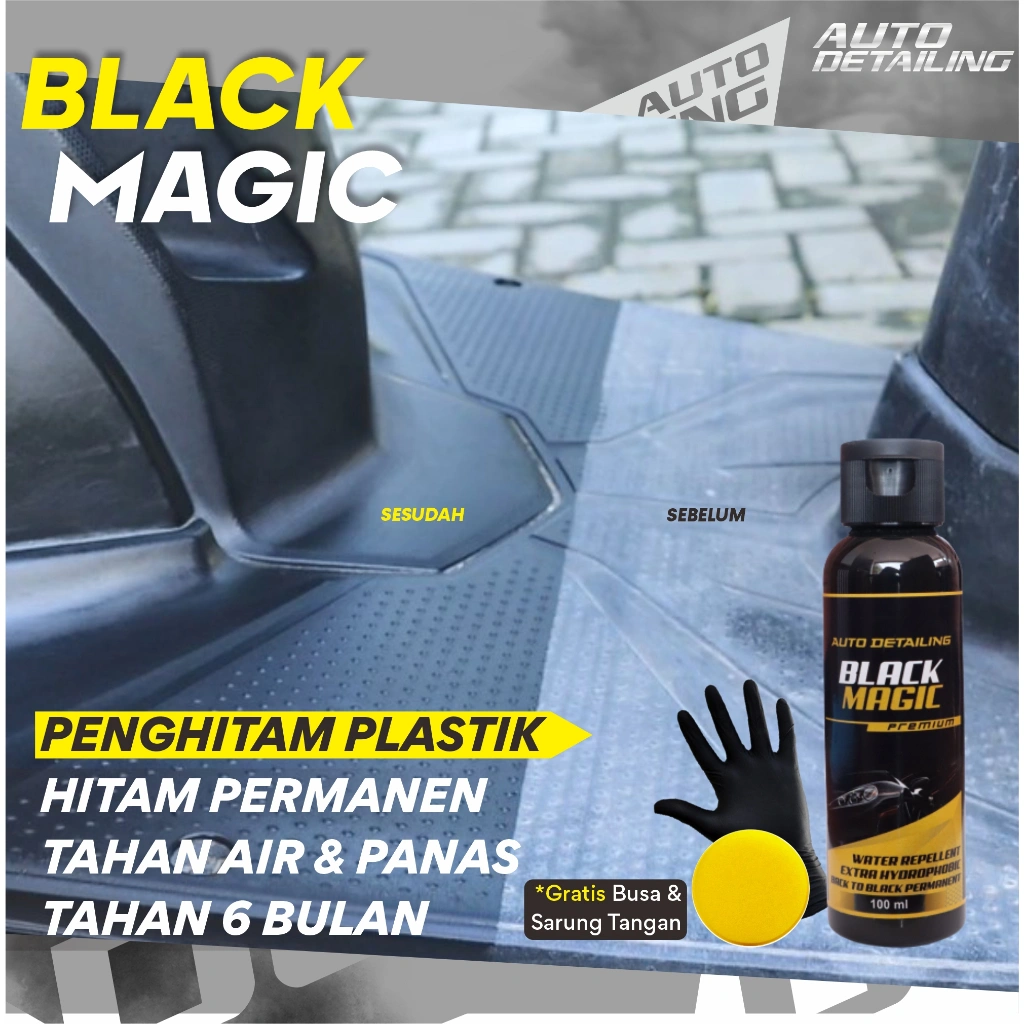 Auto Detailing Black Magic Trim Restorer Penghitam Plastik Body Motor dan Mobil.