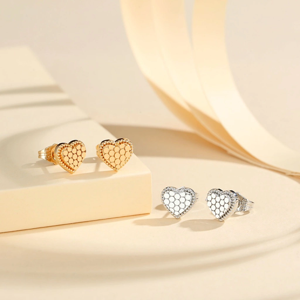 Lanme Jewelry Anting Cinta Lapis Emas Dewasa Aksesoris Wanita Stainless Steel Tahan Luntur LM516